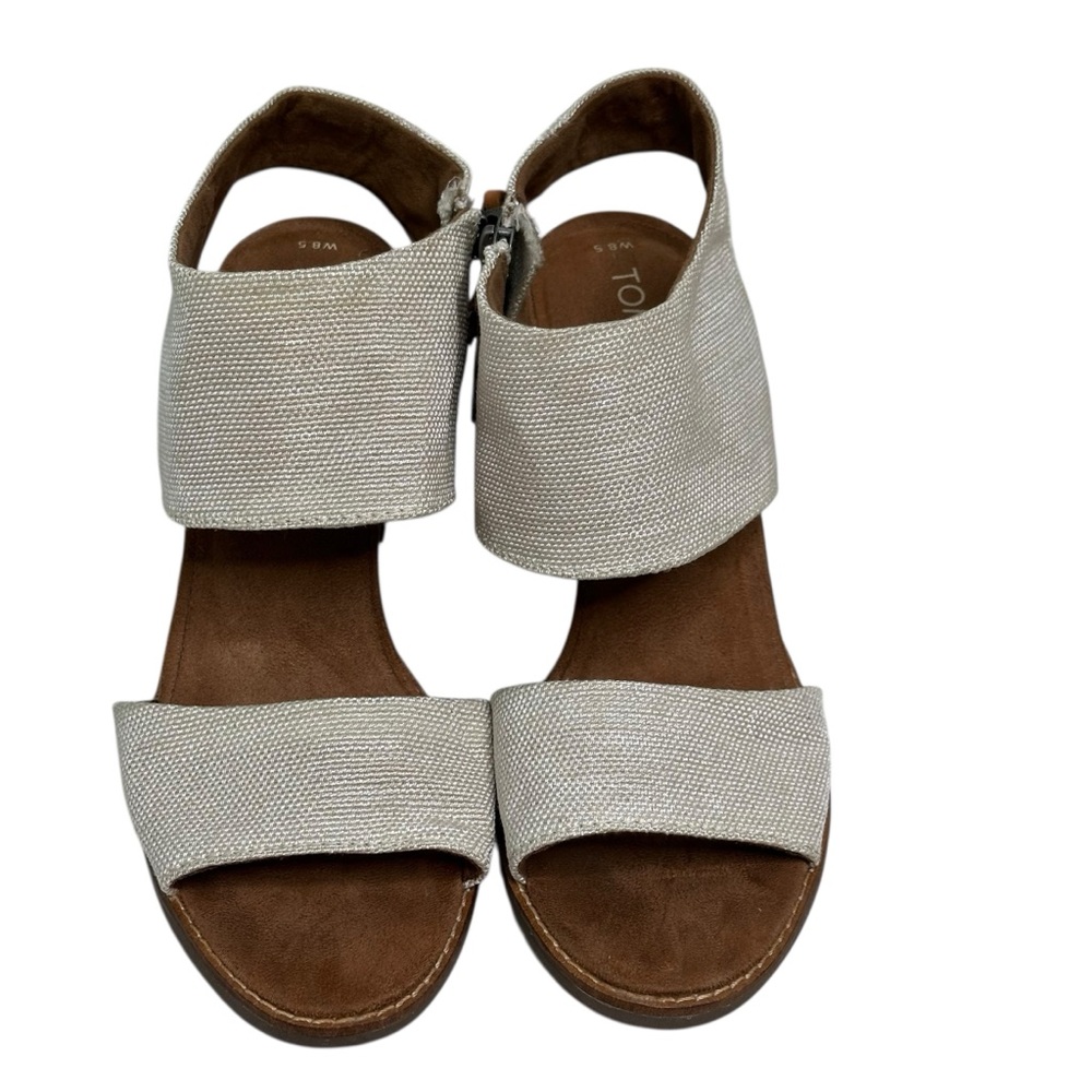 TOMS Women's Cream Wedge Sandals Size 8.5 - Picture 2 of 9